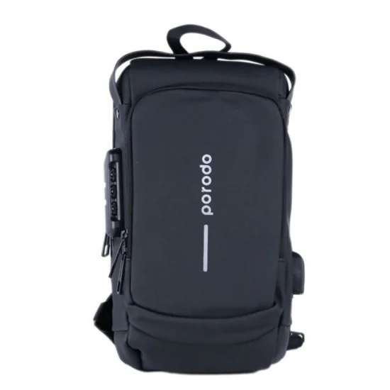 Porodo Lifestyle Water-Proof Oxford Fanny Pack With USB-A Port - Black